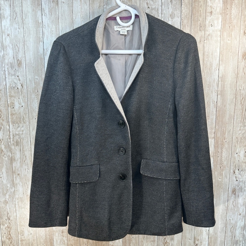 Coldwater Creek Womens‎ Dark Gray Knit Blazer Accent Stitching XS